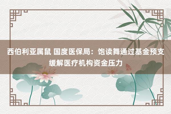 西伯利亚属鼠 国度医保局：饱读舞通过基金预支缓解医疗机构资金压力